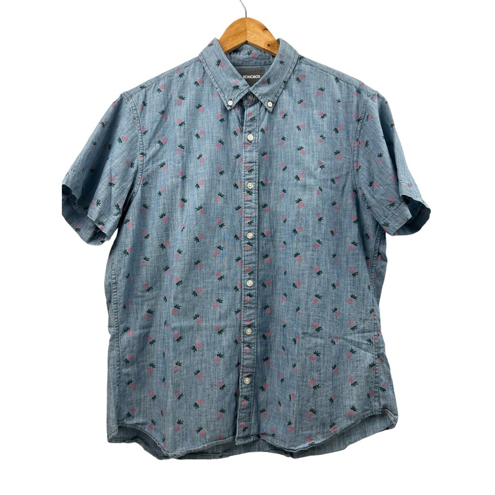 Bonobos Short‎ Sleeve Button up Pineapple AOP Blue Men’s XL Slim Fit